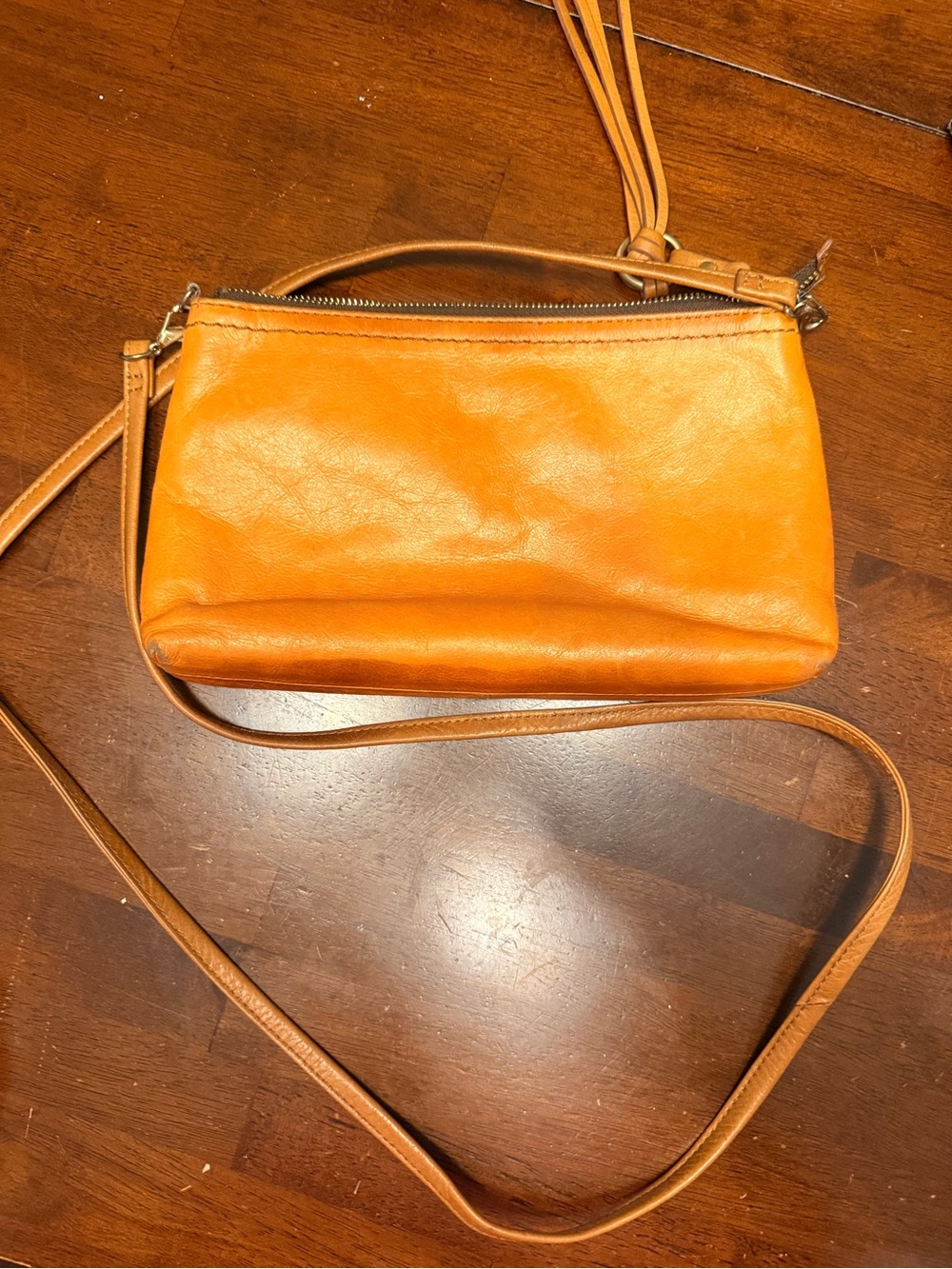HOBO International Orange Genuine Leather Crossbody Clutch Convertible
